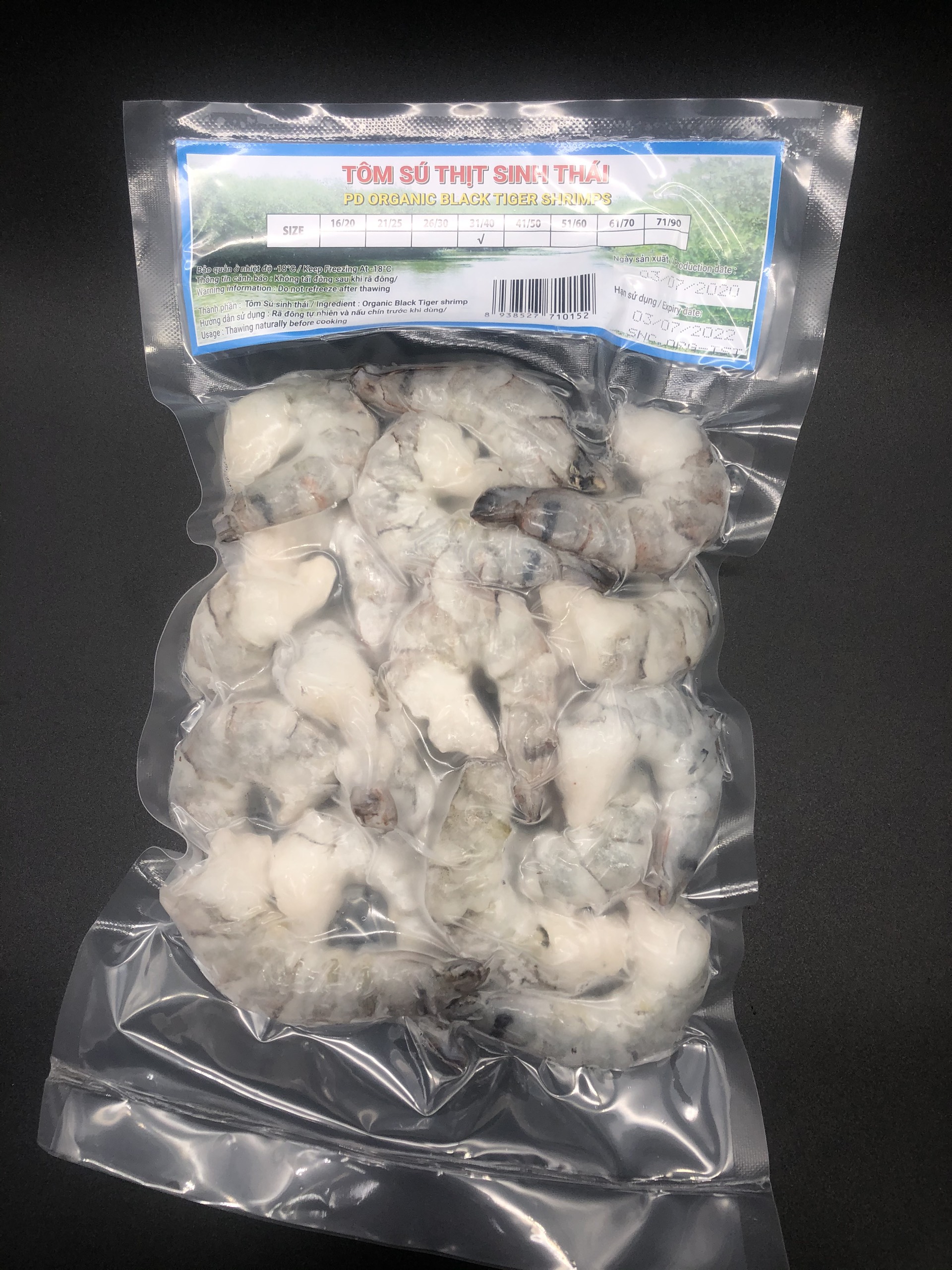 Tôm sú thịt sinh thái Seaprodex kích cỡ 31/40-250gr.