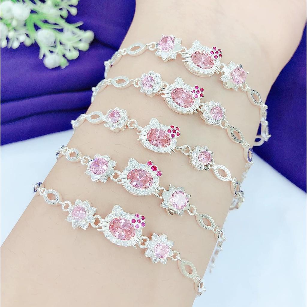 Bộ trang sức bạc mặt kitty cho trẻ em MS377