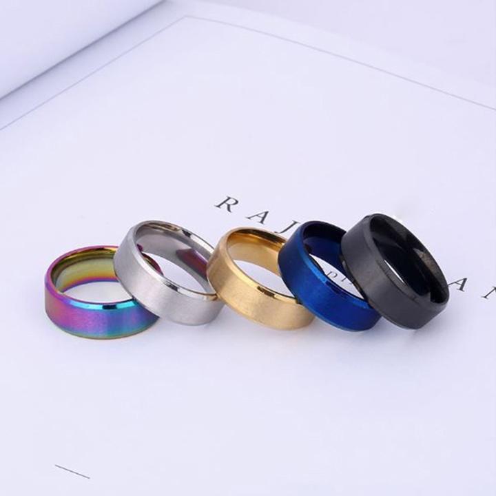 Nhẫn titan nam - Nhẫn nam inox trơn vuông nhỏ nhiều màu cao cấp thời trang thép không gỉ trangsucpt