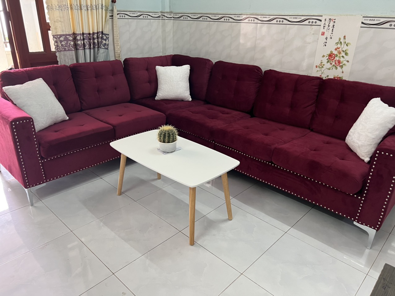 Sofa góc Summer Juno Sofa 2m7 x2m x90 cm (vải nhung)