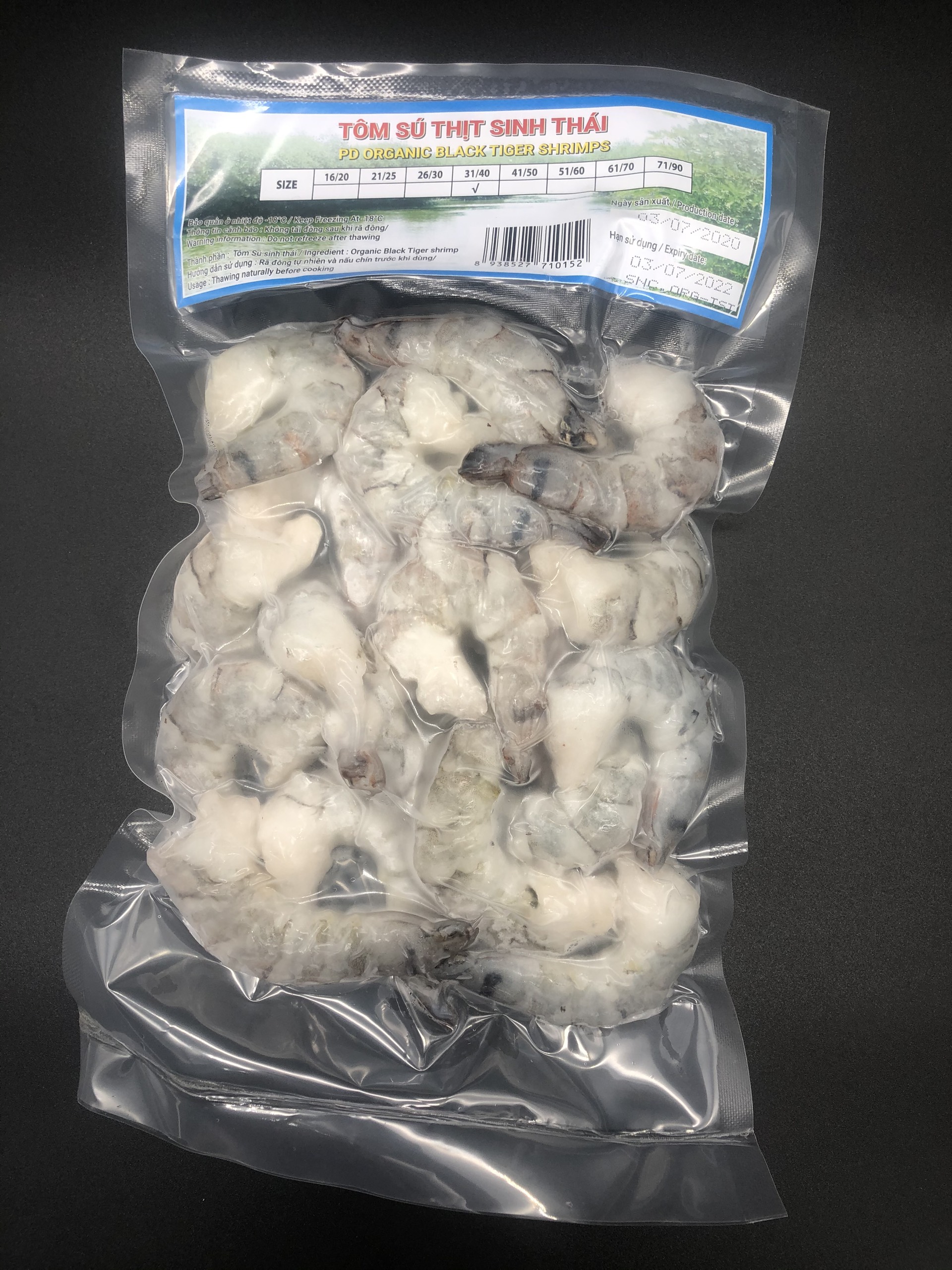 Tôm sú thịt sinh thái Seaprodex kích cỡ 31/40-250gr.