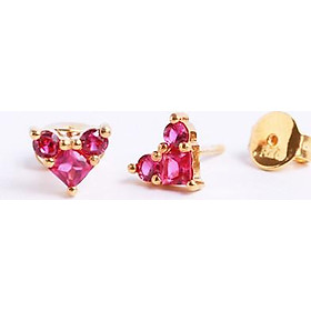 Bông tai bằng bạc đẹp cao cấp nữ trái tim đá đỏ Gix Jewel BT01