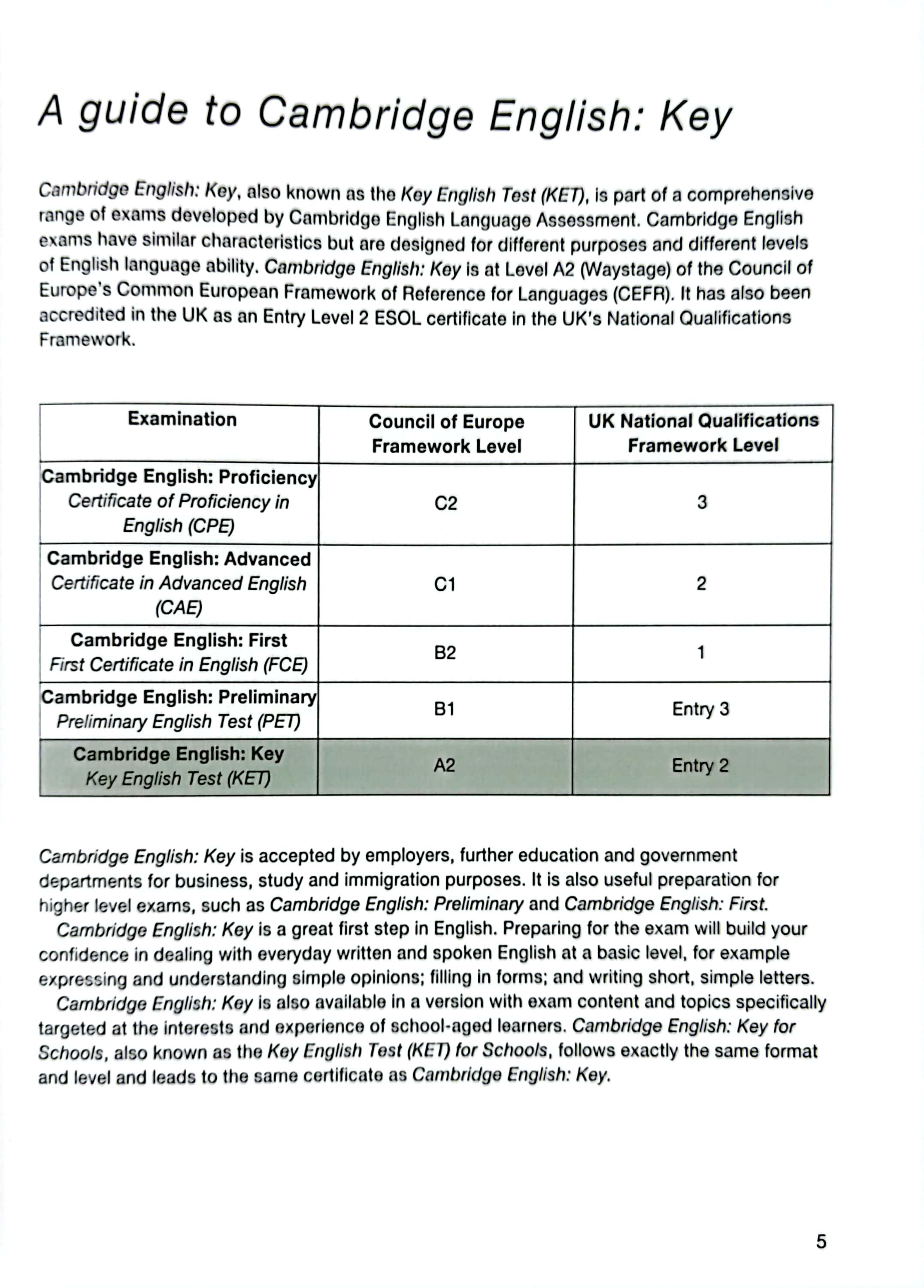 Cambridge English KEY - Key English Test 7 with Answers