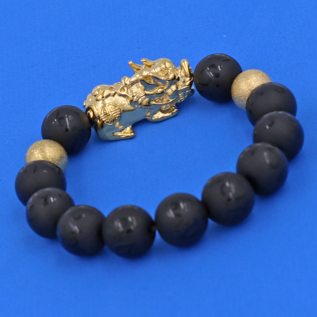 Chuỗi tay thạch anh Phật chú charm tỳ hưu 14 ly TH36