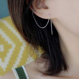 Đôi bông tai kẹp sụn chữ C dáng dài sang xịn thanh lịch