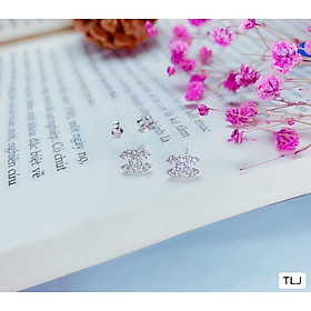 Bông tai bạc nụ đá đúc chốt ren xoắn cao cấp chất liệu bằng bạc s925 SA089a
