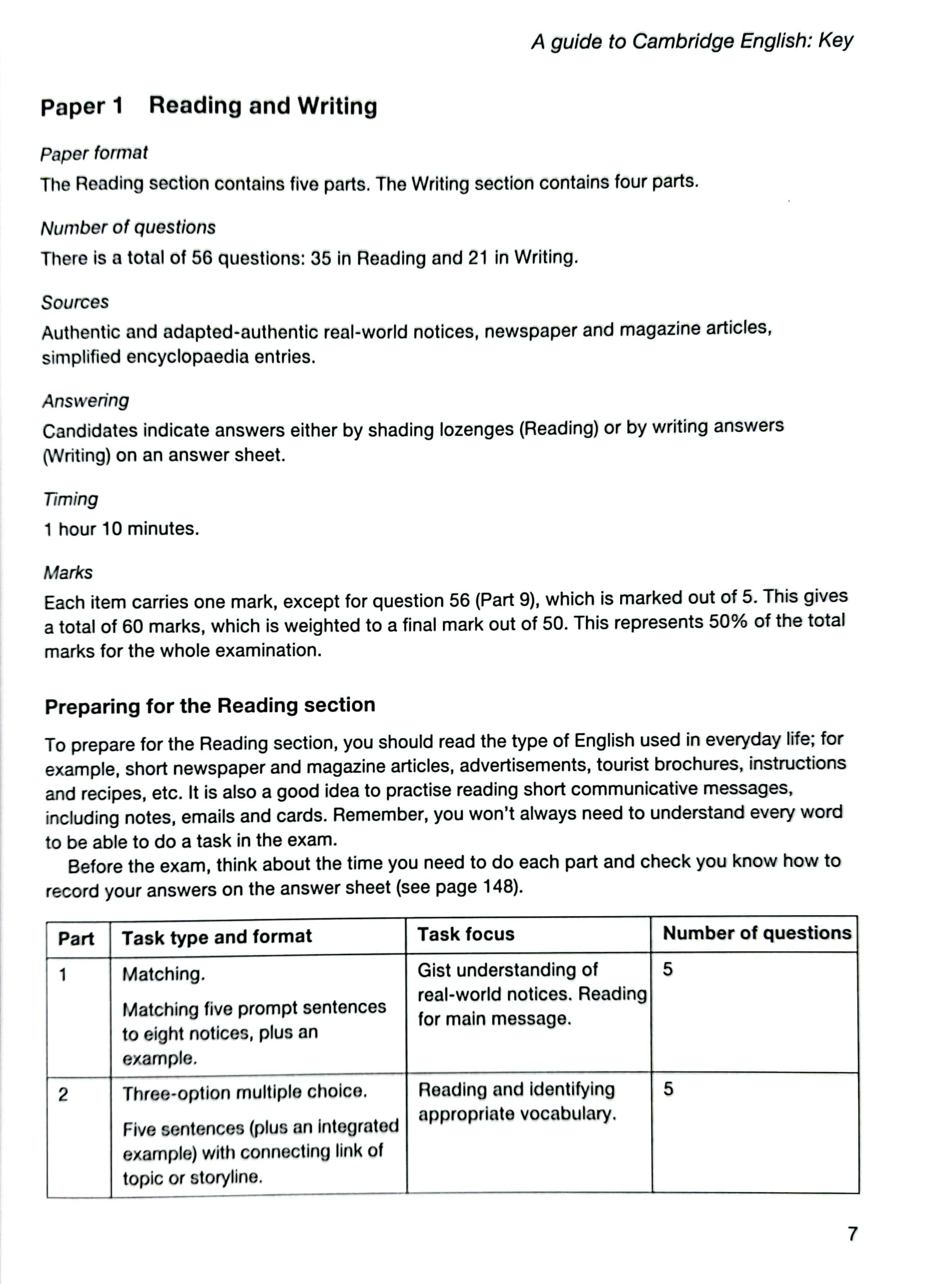 Cambridge English KEY - Key English Test 7 with Answers