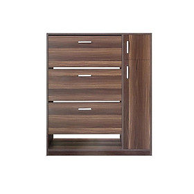 Tủ Giày Hiện Đại Màu Trắng - Nâu Sẩm , Gồm 3 Ngăn Để Giày Có Cánh Lật, 1 Ngăn Để Dép