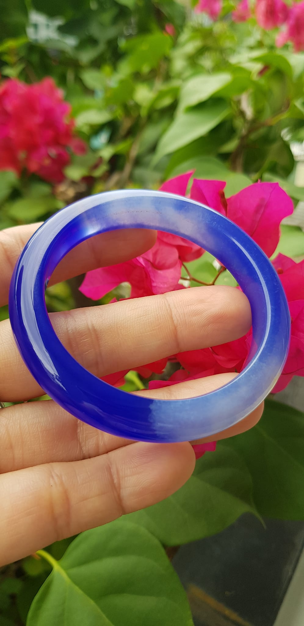 Vòng tay Nữ Bản Hẹ Đá Mã Não Xanh Dương Đậm nhạt 1 bên đều đẹp Vòng tay Ni 52mm x Cao 11mm x dầy 8mm Nữ mệnh Thủy mệnh môch 50kg - 54kg đeo ạ