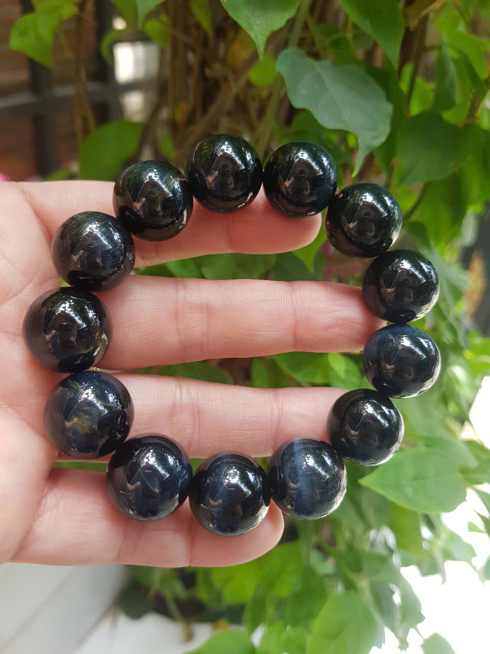 Vòng tay Phong Thủy May May Mắn Nam Mệnh Thủy mệnh Mộc 100% Đá tự nhiên đá mắt hổ đen xanh 16mm 13 viên vòng đẹp sang đeo tốt sức khỏe tim mạch hợp phong thủy làm ăn kinh doanh phát đạt