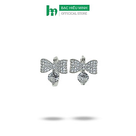 Hoa Tai Bạc 925 Hình Nơ Đính Đá Bạc Hiểu Minh HT389