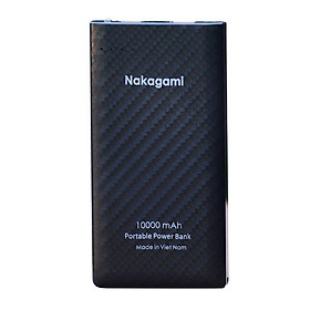 Pin sạc dự phòng Nakagami công nghệ Nhật Bản tích hợp đèn Flash  5000 - 10000 mAh -  2 cổng sạc (1 sạc nhanh) - Hàng chính hãng - Màu ngẫu nhiên