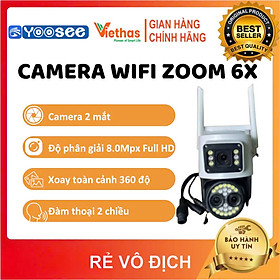 (Lỗi 1 đổi 1) Camera IP Wifi YooSee 3 Mắt PTZ  6.0MPx, Siêu Nét, Đàm Thoại 2 Chiều, Zoom 8X, Ban Đêm Màu - Hàng nhập khẩu