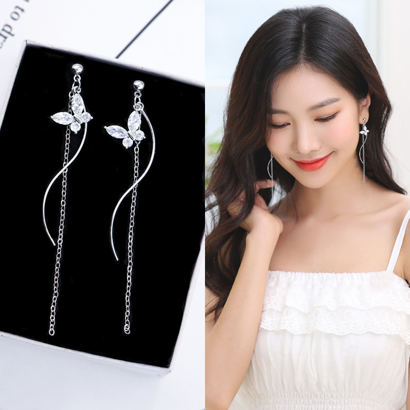 Bông tai cánh bướm dáng dài tiểu thư