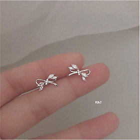 Bông tai bạc hình nơ chất liệu bạc s925 MS58c