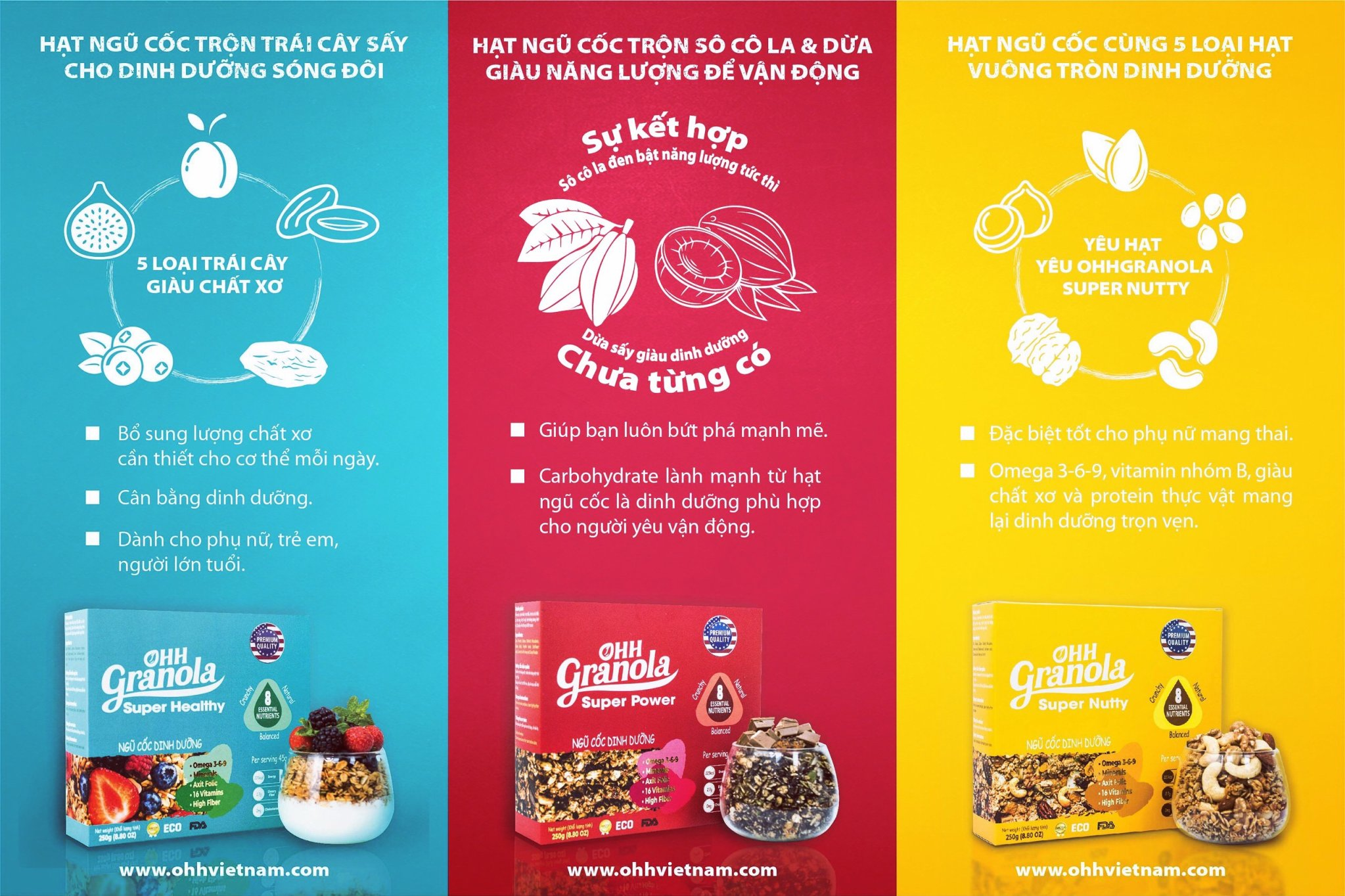 Combo 2 hộp Ngũ cốc Ohh Granola dòng Supper Nutty 500gram