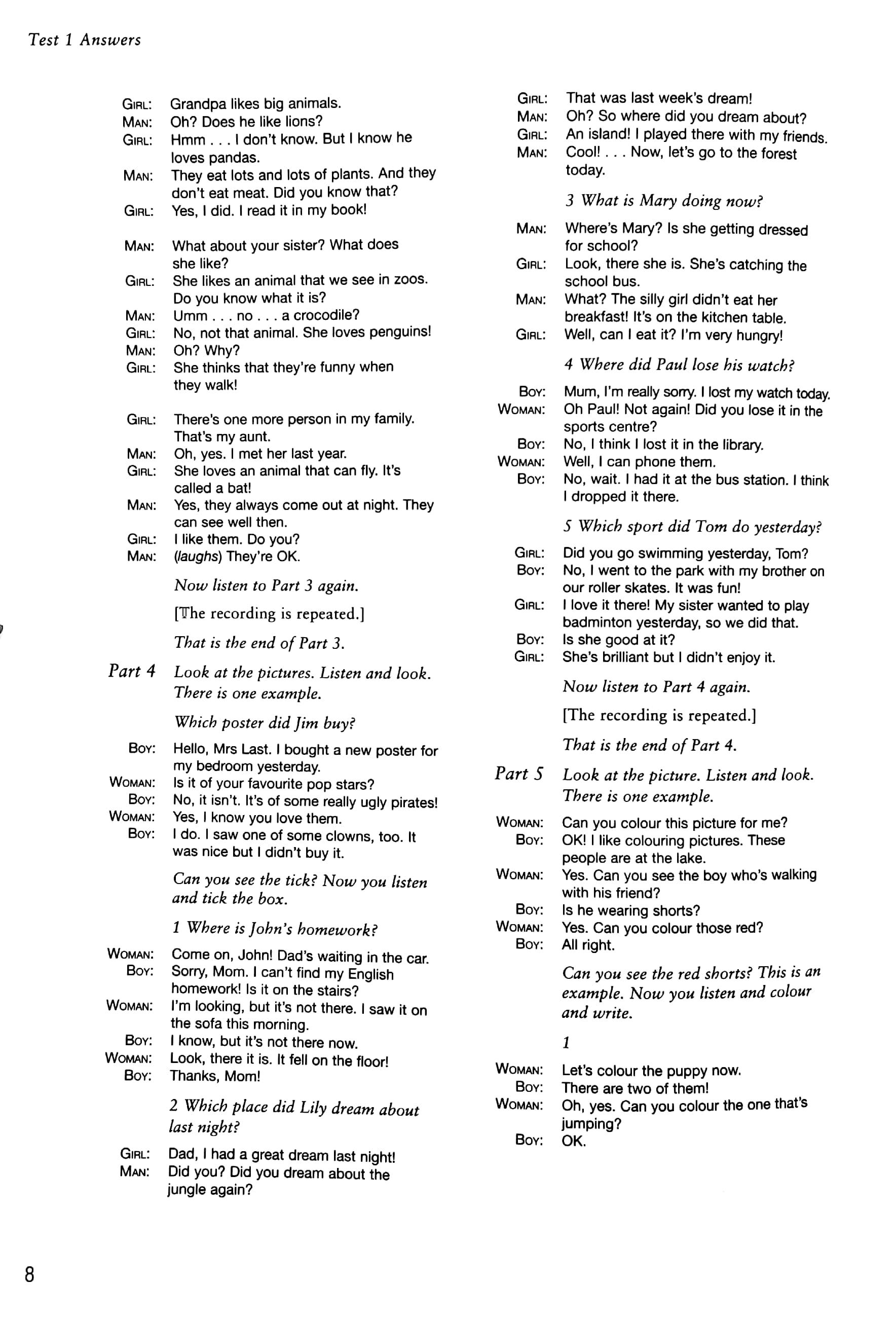 A1 Movers 3 Answer Booklet: Authentic Examination Papers