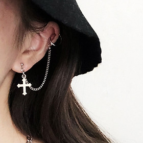 Bông tai mặt dây chuyền thánh giá thời trang gothic cá tính 