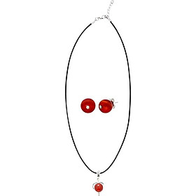 Bộ Bông Tai Và Mặt Dây Chuyền Mã Não Đỏ Ngọc Quý Gemstones BT3