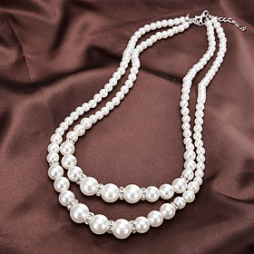 Bộ trang sức nữ chuỗi hạt 2 tầng hạt cườm giả ngọc siêu đẹp, sang trọng giá tốt
