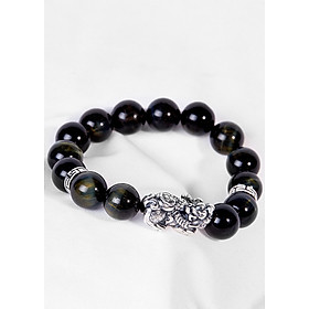 Vòng Tay Đá Mắt Hổ Xanh Đen Phối Charm Tỳ Hưu Bạc Ngọc Quý Gemstones