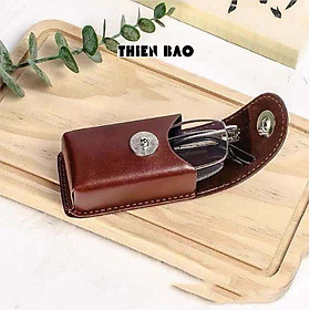 Bao da có đai đeo hông làm thủ công HANDMADE  chuyên dùng để đựng kính lão thị, viễn thị gấp gọn BD05 KT 8*4*3CM