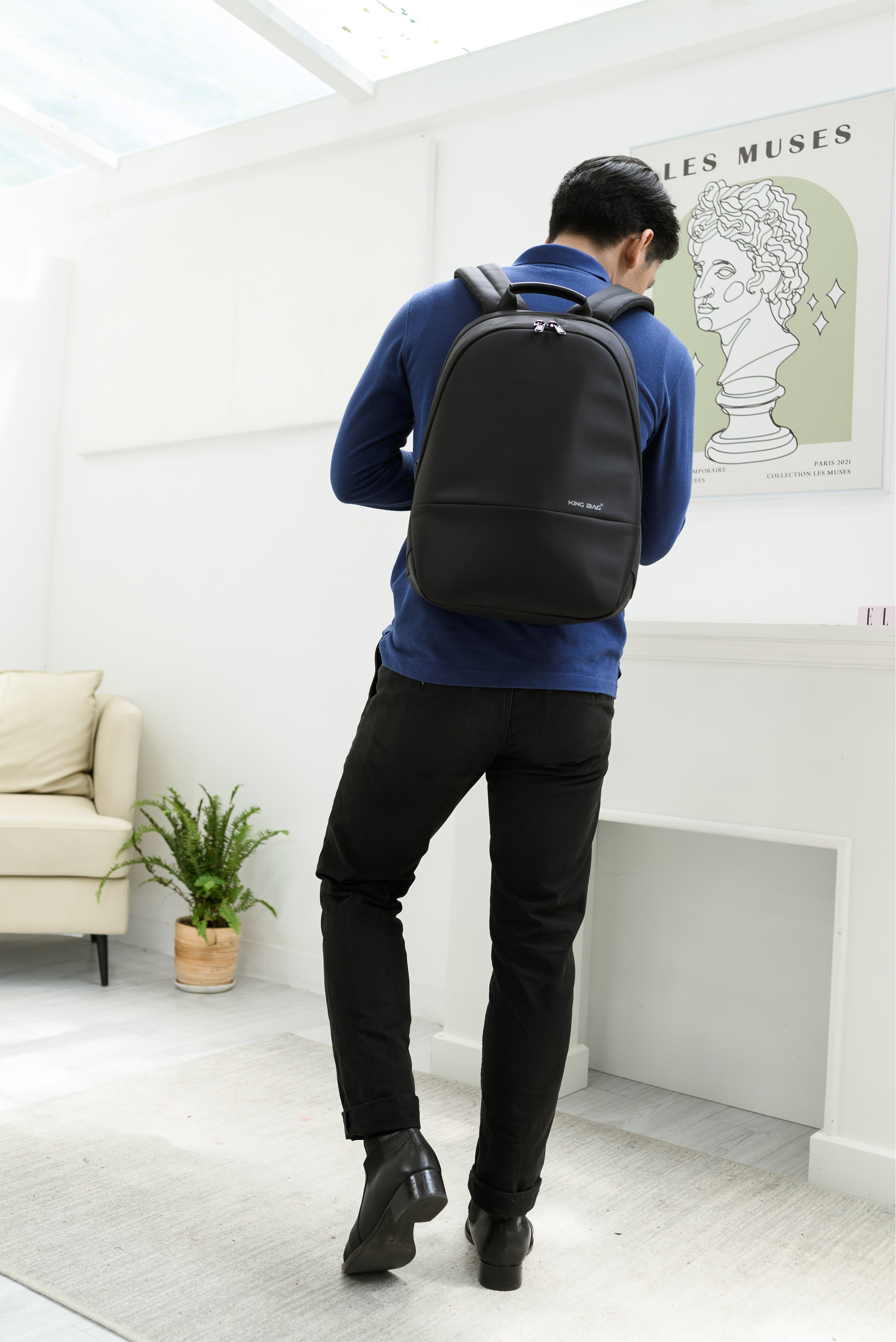 Balo laptop 14” KINGBAG ERIC mỏng nhẹ, phong cách mới, trượt nước, có ngăn máy tính bảng, đai vali tiện dụng - Hàng chính hãng