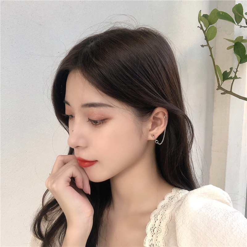 Bông tai hoa tai trang sức mỏng kẹp chữ C hai đầu tinh tế