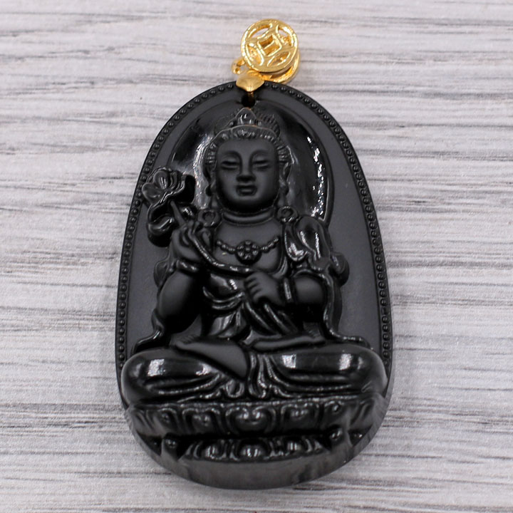 Mặt Phật Đại Thế Chí Bồ Tát thạch anh đen 4.3cm