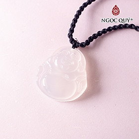 Mặt dây chuyền Phật Di Lặc đá mã não trắng  mệnh thủy, kim - Ngọc Quý Gemstones