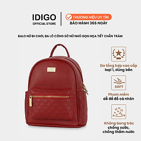 Balo da nữ đi chơi, ba lô công sở họa tiết chần trám ngăn trước IDIGO FBP2 - 4322