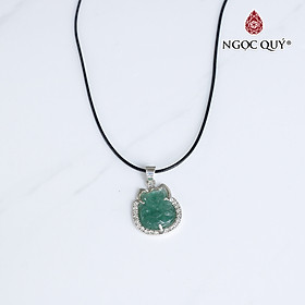 Mặt dây chuyền hồ ly bọc bạc đá thạch anh dâu xanh mệnh hỏa, mộc - Ngọc Qúy Gemstones