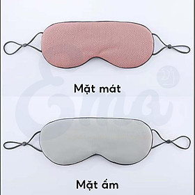 Bịt mắt ngủ lụa 2 mặt EMA, miếng che mắt ngủ cao cấp 2 mặt ấm mát có có quai đeo điều chỉnh