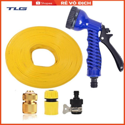 Bộ dây vòi xịt rửa xe, tưới cây, dọn dẹp nhà cửa 20m (cút đồng nối nhựa đen) 206843
