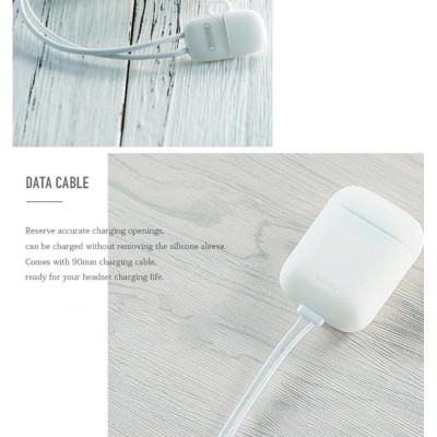 Bao case silicon chống sốc kiêm dây sạc cho tai nghe Apple Airpods / Earpods - Hàng chính hãng