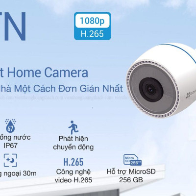 Camera IP Wifi Ngoài Trời EZVIZ C3TN 2MP Full HD 1080P Tích Hợp Mic Thu Âm - Chống Ngược Sáng - Hàng Chính Hãng