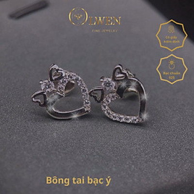 Bông tai bạc ý hình trái tim thiết kế độc đáo, phong cách cá tính, phù hợp đi tiệc, đi làm - 39701.2