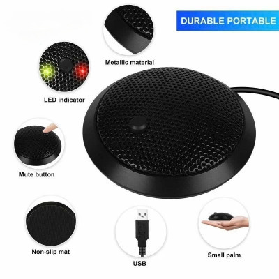 Micro thu âm đa hướng 360 độ để bàn dùng cho họp hội nghị trực tuyến chân cắm USB có LED- hàng nhập khẩu