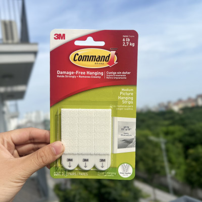 Miếng dán treo tranh 3M Command™ 17201-ES độ bền cao, bám cực chắc, chịu tải 2.7 kg (6 dải 3 cặp)