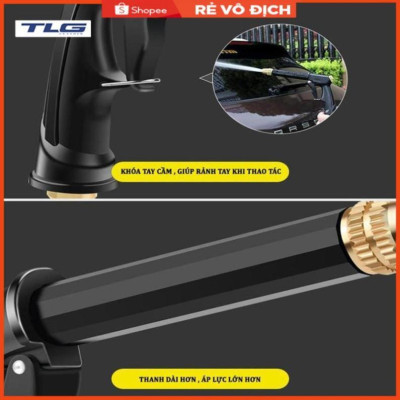 Bộ dây và vòi xịt rửa xe tưới cây tăng áp,vòi xịt rửa,vòi tưới cây 810-2498 (dây vàng- cút nối đen)