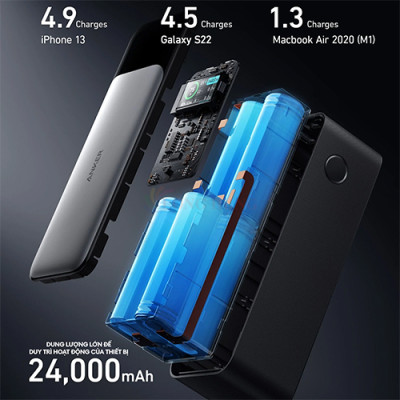 Sạc dự phòng Anker 737 PowerCore 1USB 2Type-C 140W PD3.1 24000mAh A1289 - Hàng chính hãng