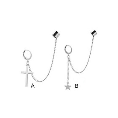 Khuyên tai kẹp vành gắn ngôi sao / chữ thập độc đáo