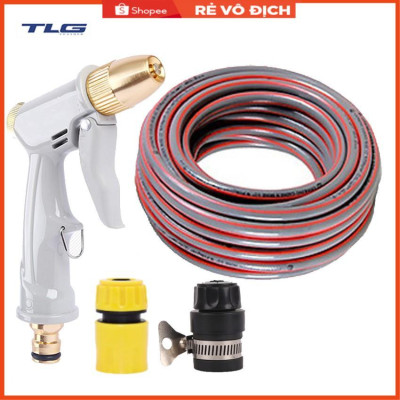Bộ dây và vòi xịt rửa xe tưới cây tăng áp 15M (cút nhựa nối nhựa đen 713-2) 206846