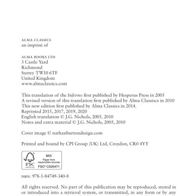 Inferno: Dual Language And New Verse Translation