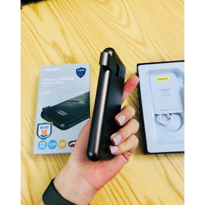 Sạc Dự Phòng Không Dây Pisen Wireless Charging  8000mAh ( Mặt kính, 2x USB Smart, Fast, Micro, LCD)- (TS-D252), hàng chính hãng