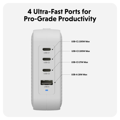 Sạc Nhanh HyperJuice Travel Charger 100W USB-C GaN  – Sạc Đa Thiết Bị, Tối Ưu Cho Mọi Chuyến Đi, Hàng chính hãng
