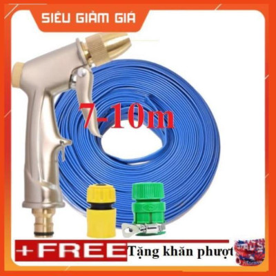 Bộ dây vòi xịt nước rửa xe, tưới cây . tăng áp 3 lần, loại 7m, 10m 206701-1 đầu đồng,cút, + tặng khăn phượt