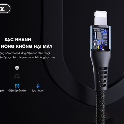 Cáp sạc USB to IP Remax RC-152i chiều dài 1m sạc 2.4A và truyền dữ liệu đồng thời 480MB/s có đèn tiện lợi - Hàng chính hãng