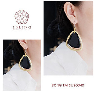 Bông tai sừng kết hợp sơn mài 2BLING thời trang SUS0040