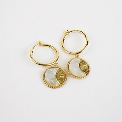 Bông Tai Ngọc Trai FW Thiết Kế UK Style (Ray of Sun Mother of Pearl) - MOOON Jewelry